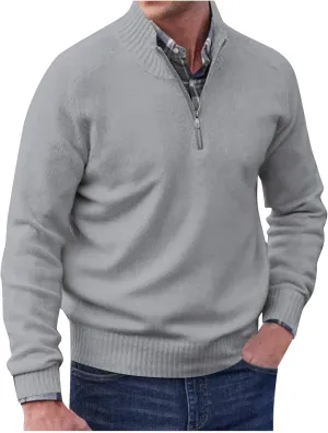 Mens Quarter Zip Sweater Irish Fisherman Sweaters Cable Knit Half Zip Jacquard Pullover Sweater