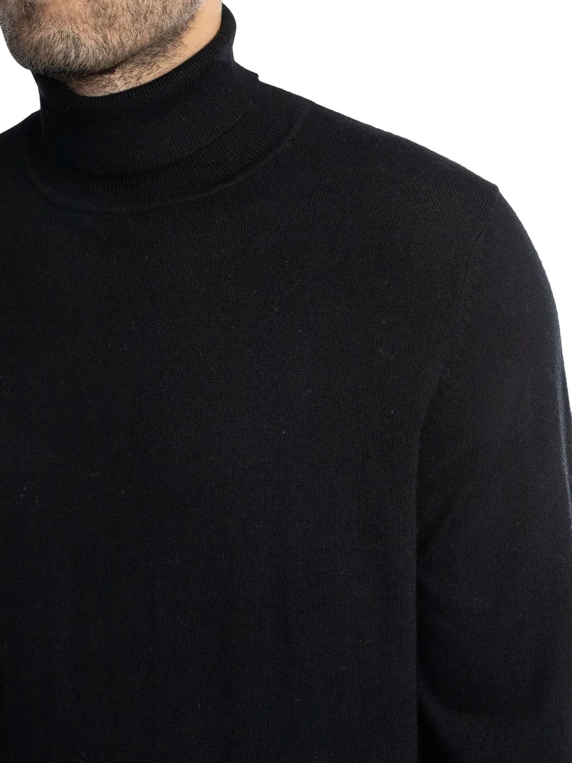 Men's Regular Fit Turtle Neck Knit, Black