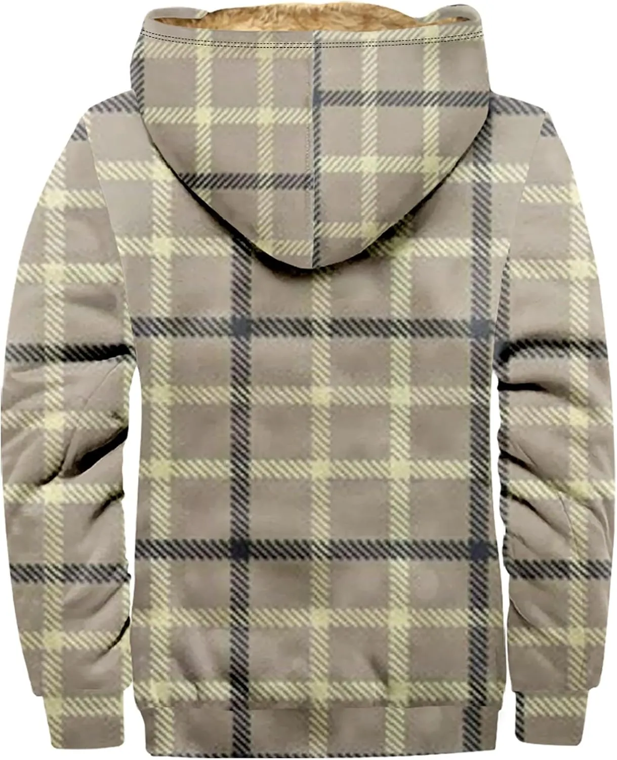Men's Sherpa Lined Shirt Cotton Flannel Jacket Plaid Full Zip Jacket Coat Plus Size Big&Tall Coat with Pocket XS-4XL