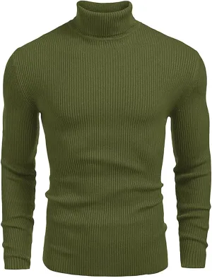 Mens Slim Fit Turtleneck Sweater Basic Long Sleeve Solid T-Shirt Thermal Casual Knitted Turtle Neck Pullover Sweater