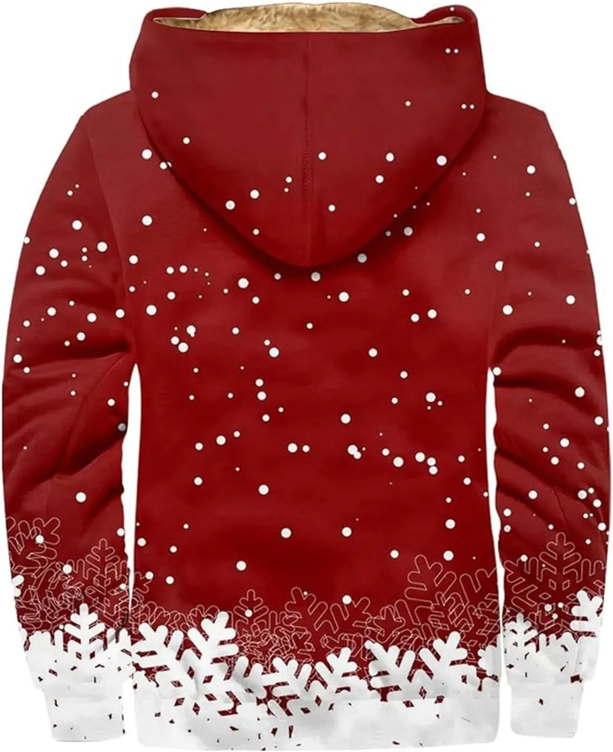 Men's Snowflake Christmas Tree Print Xmas Sweatshirt Christmas Fleece Hoodie Jacket Holiday Party Thermal Outfits
