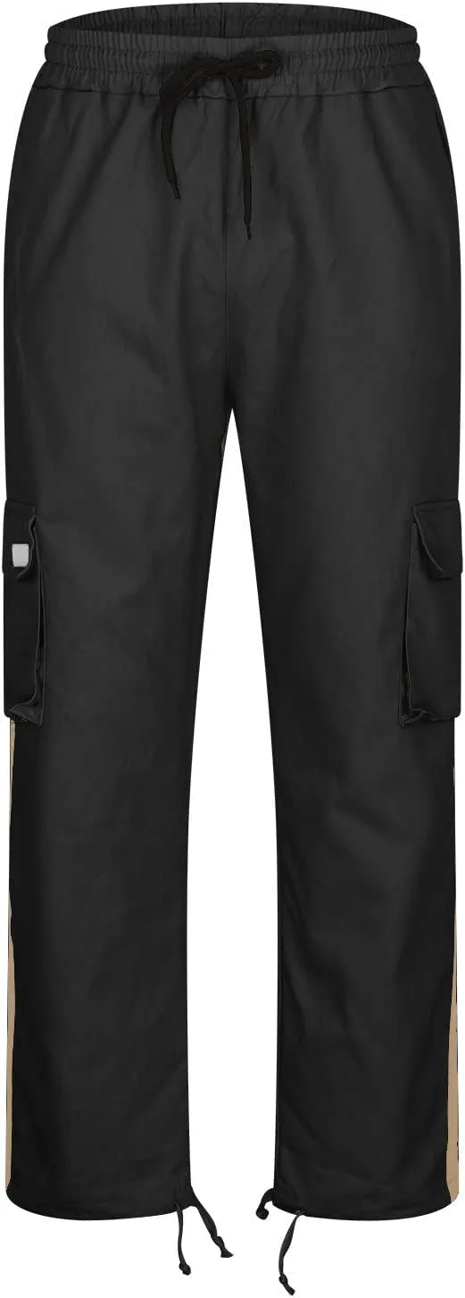 Mens Sports Cargo Pants Patchwork Trendy 2025 Work Pants for Men Casual Straight Leg Relaxed Fit Trousers with Pocket