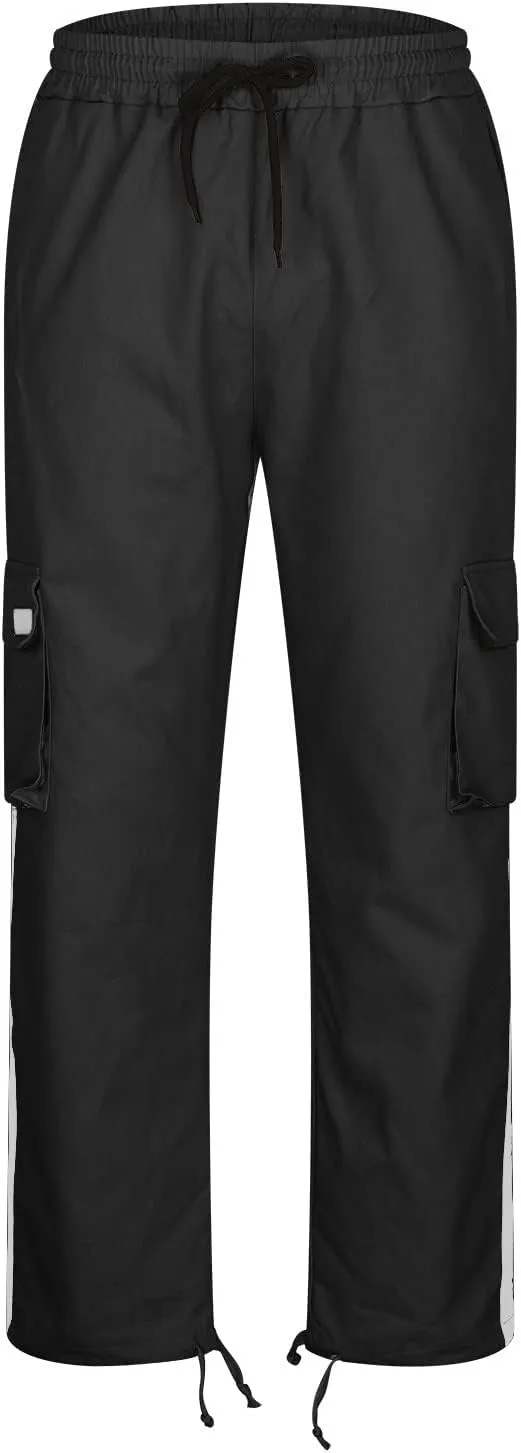 Mens Sports Cargo Pants Patchwork Trendy 2025 Work Pants for Men Casual Straight Leg Relaxed Fit Trousers with Pocket
