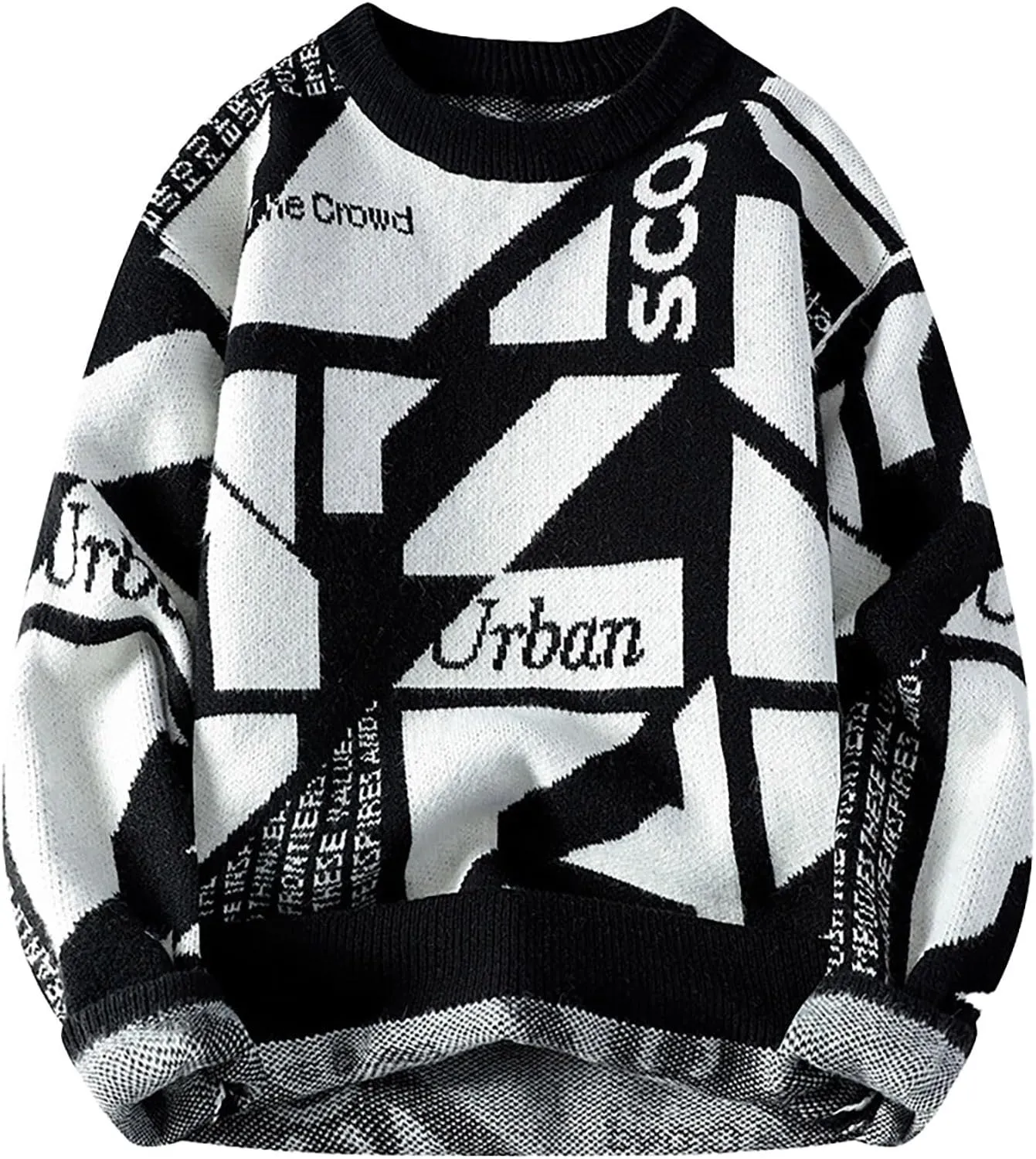 Men's Striped Pullover Sweater Winter Thermal Rib Knitted Jumpers Plus Size Fashion Long Sleeve Colorblock Dressy Top