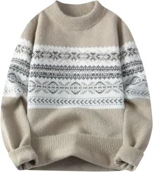 Mens Sweater Fall Striped Sweaters Crew Neck Slim Fit Long Sleeve Pullover Sweater for Business Casual Dressy Wear