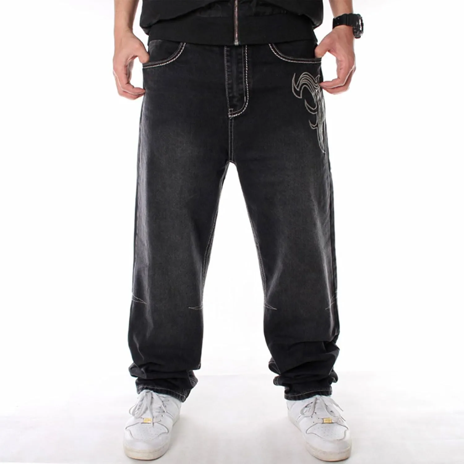Men's Vintage Hip Hop Style Baggy Skater Jeans Denim Loose Fit Dance Skateboard Pants(a1,30)