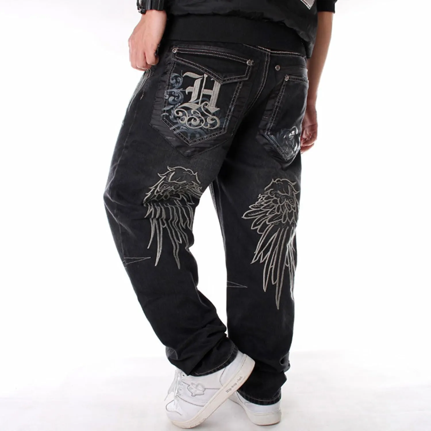 Men's Vintage Hip Hop Style Baggy Skater Jeans Denim Loose Fit Dance Skateboard Pants(a1,30)