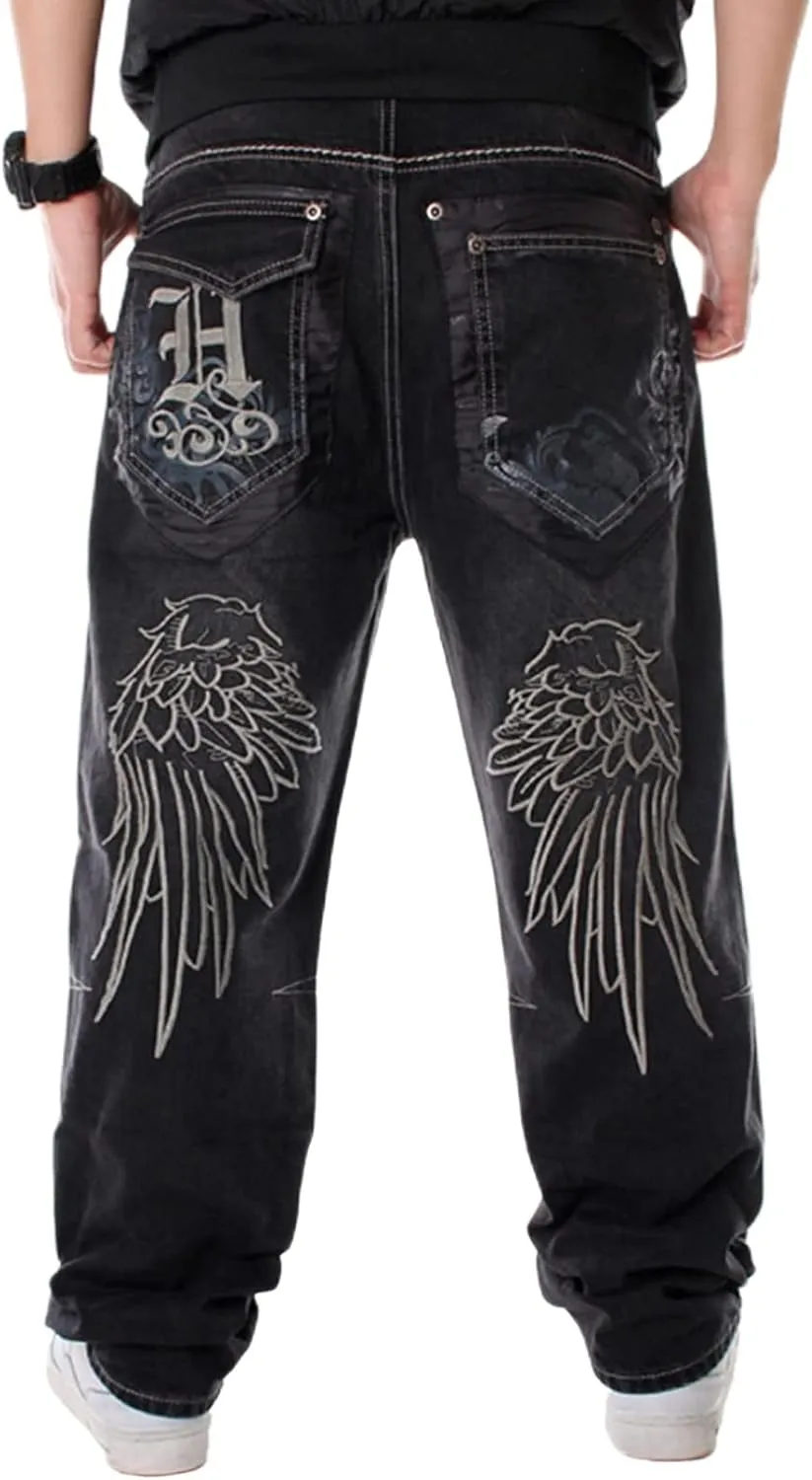 Men's Vintage Hip Hop Style Baggy Skater Jeans Denim Loose Fit Dance Skateboard Pants(a1,30)