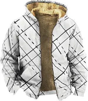 Men's Zip Up Hoodie Heavyweight Sweatshirt Fleece Sherpa Lined Warm Jacket Gradient Color Big&Tall Plus Size Clothes