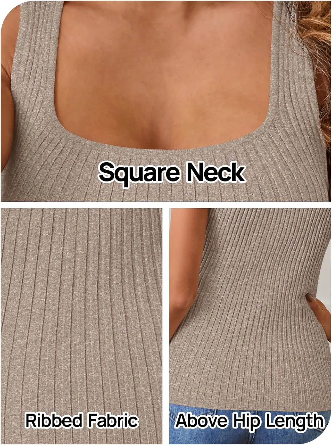 MEROKEETY Women's 2025 Ribbed Tank Tops Knit Square Neck Sleeveless Shirts Summer Casual Basic Tanks