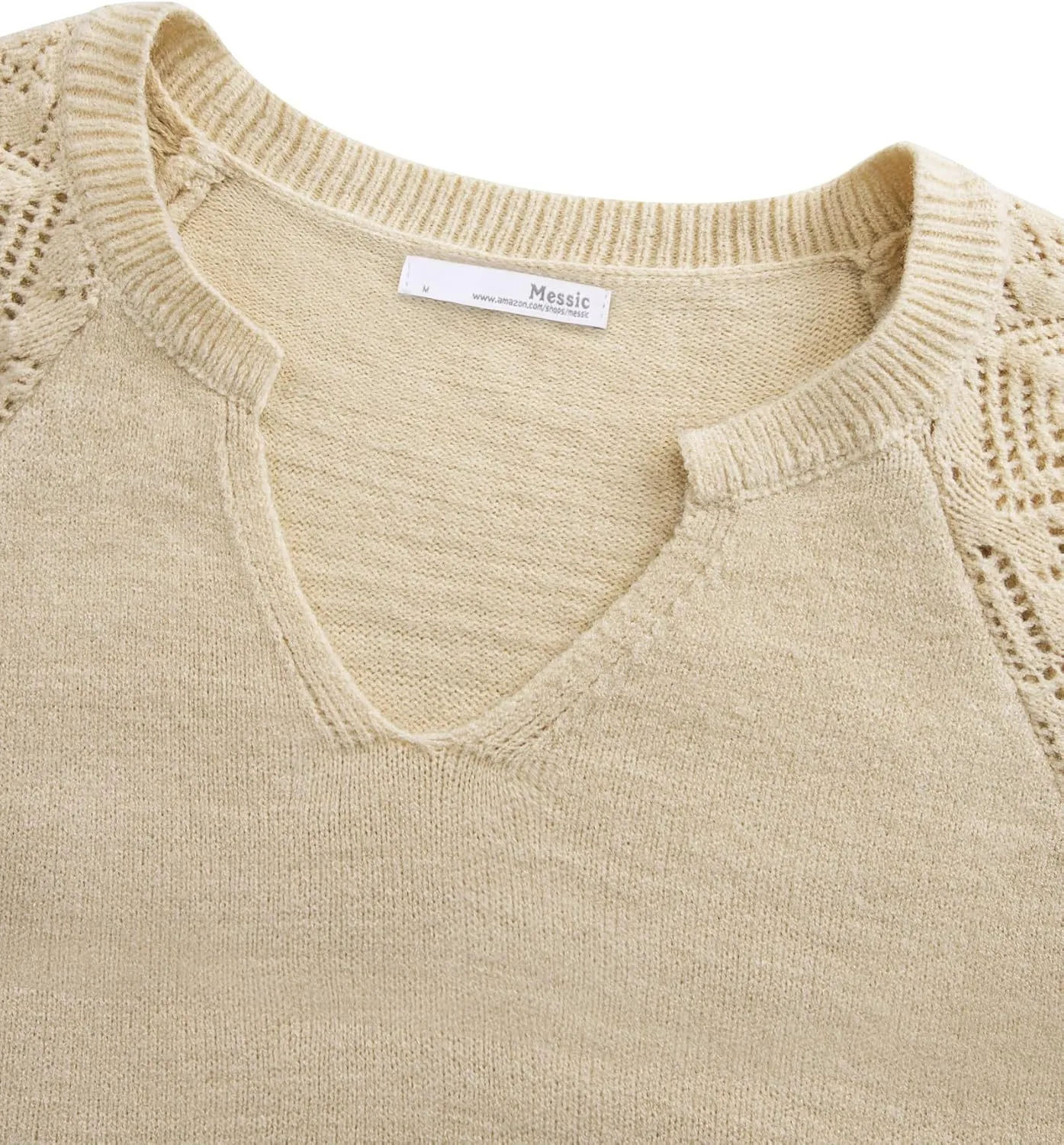 Messic Womens Pullover Sweaters 2024 Casual Long Sleeve V Neck Loose Knit Tops