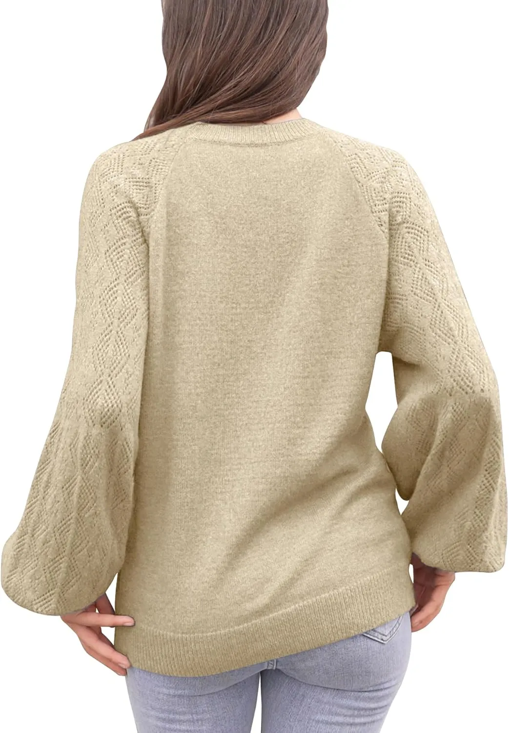 Messic Womens Pullover Sweaters 2024 Casual Long Sleeve V Neck Loose Knit Tops