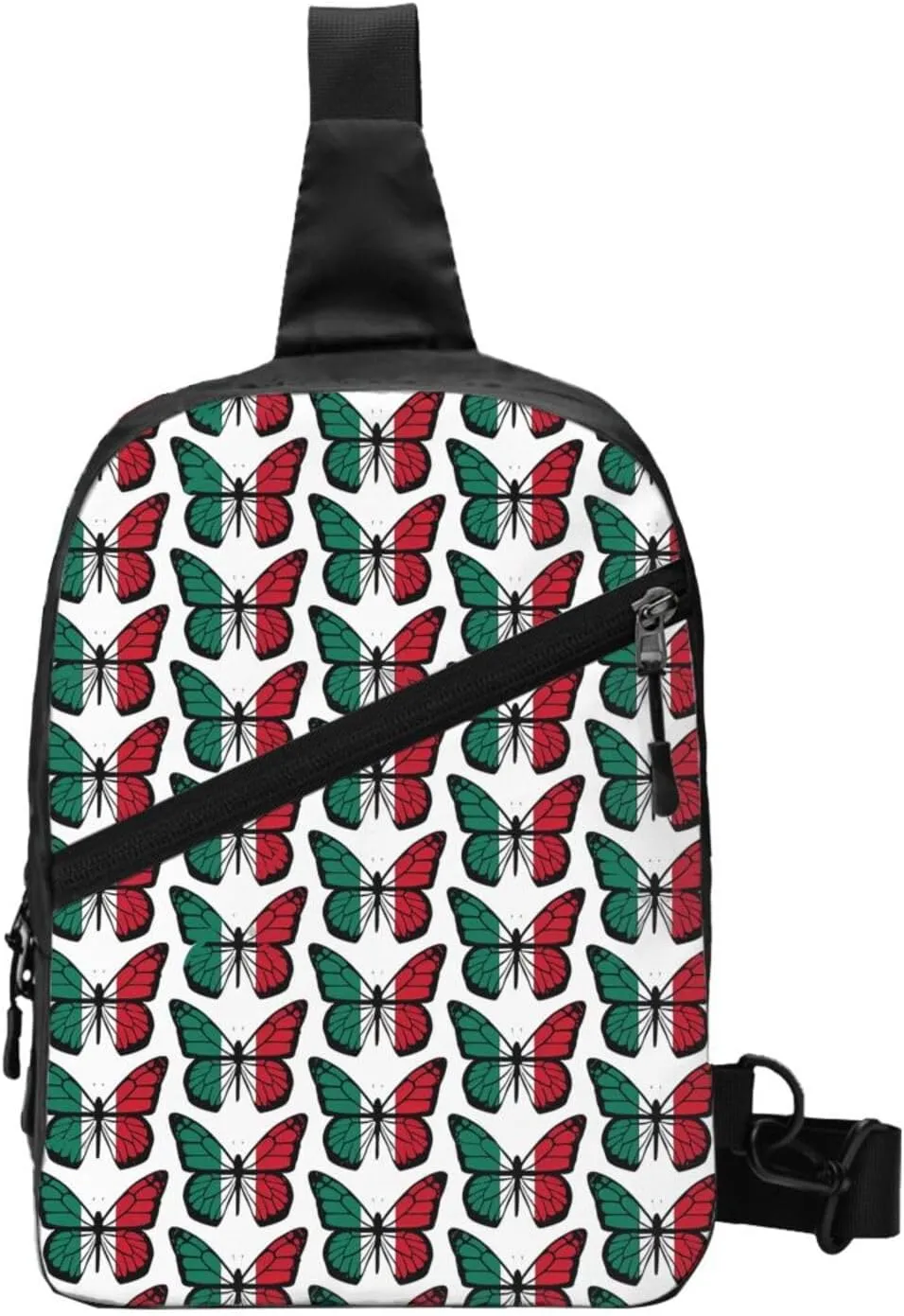 Mexican Flag Butterfly Crossbody Bag Portable Sling Bags Foldable Chest Daypack Reusable Sports Shoulder Backpack Diagonally Casual Rucksack Travel Bag
