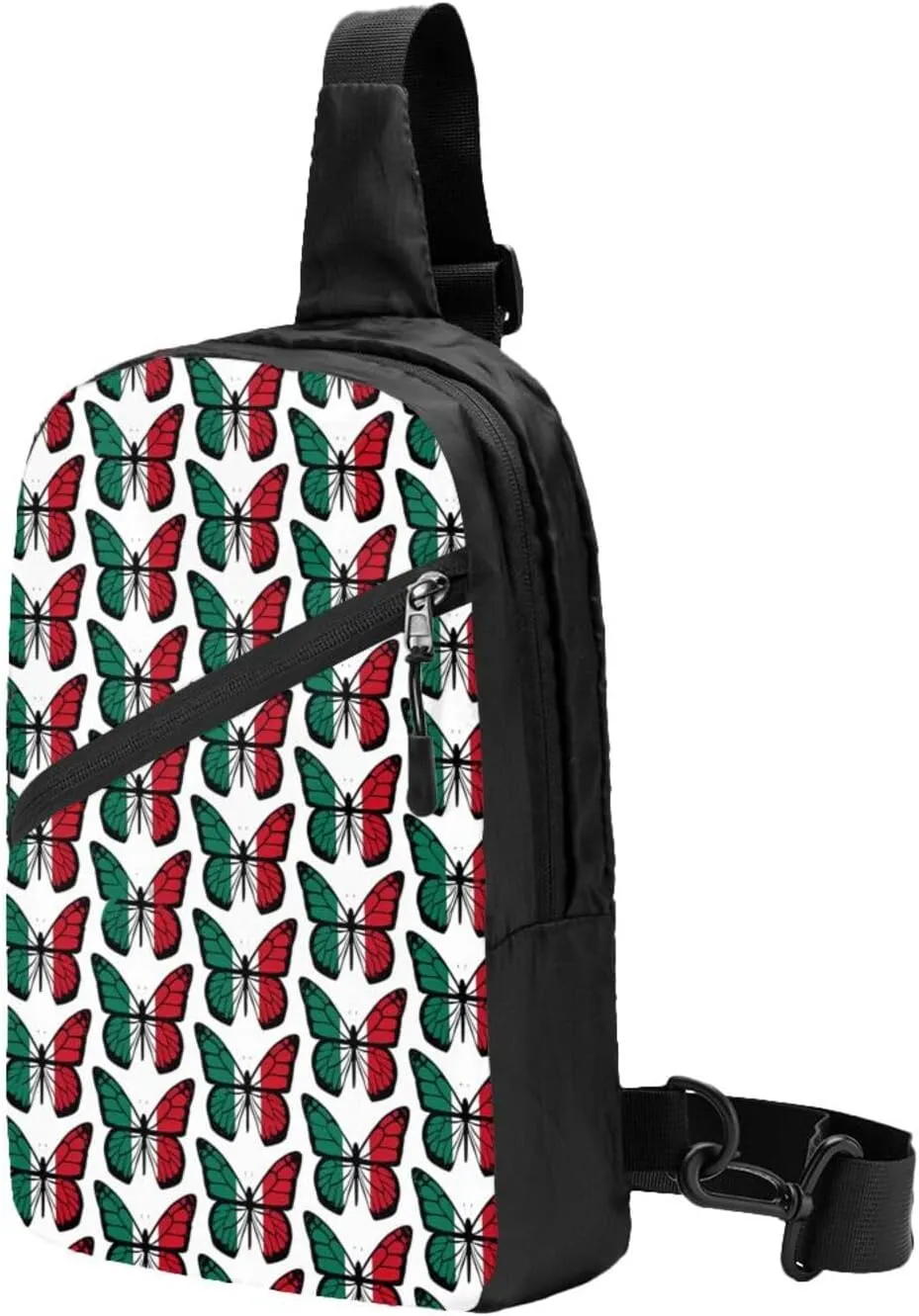Mexican Flag Butterfly Crossbody Bag Portable Sling Bags Foldable Chest Daypack Reusable Sports Shoulder Backpack Diagonally Casual Rucksack Travel Bag