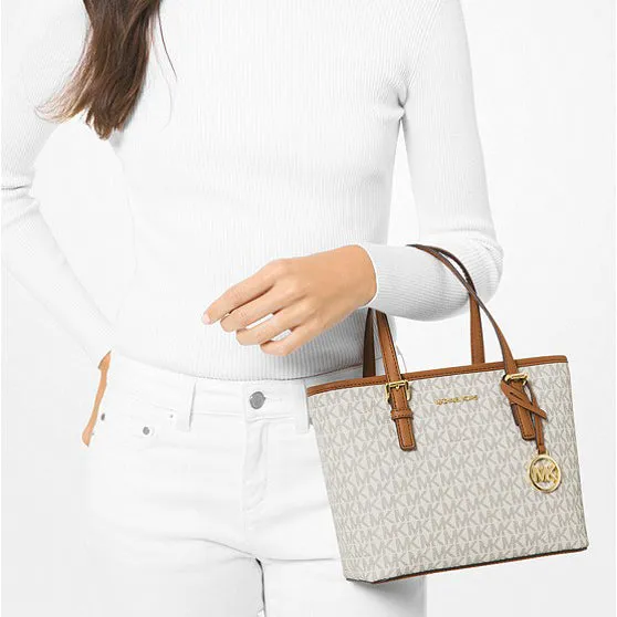 M.I.C.H.A.E.L K.O.R.S Jet Set Travel Extra-Small Logo Top-Zip Tote Bag for Shoulder/Crossbody Wear