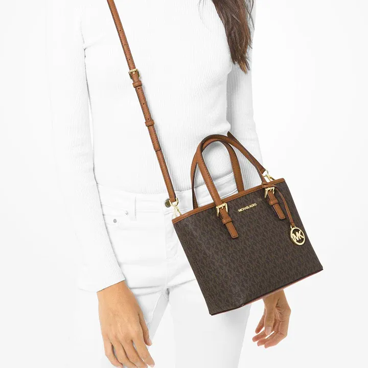 M.I.C.H.A.E.L K.O.R.S Jet Set Travel Extra-Small Logo Top-Zip Tote Bag for Shoulder/Crossbody Wear