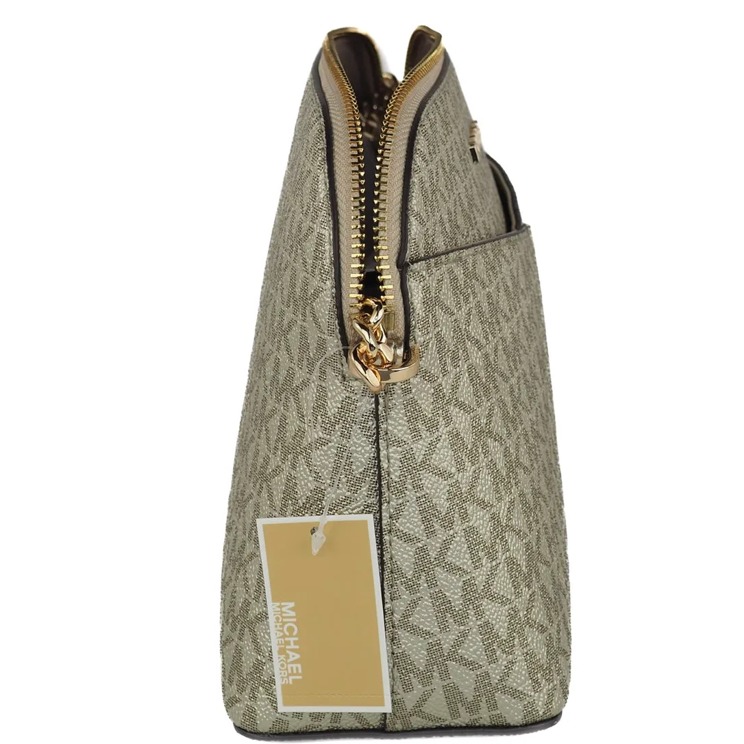 MICHAEL KORS Medium Signature Dome Jet Set Crossbody Bag In Gold