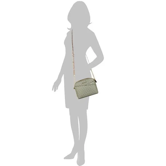 MICHAEL KORS Medium Signature Dome Jet Set Crossbody Bag In Gold