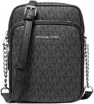 Michael Michael Kors Jet Set Travel Medium Logo Chain Crossbody Flight Bag (Black PVC)