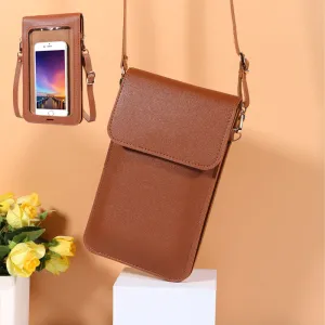 Mini Shoulder Crossbody Bags for Women, Casual Solid Color Mobile Phone Bag Long Wallet