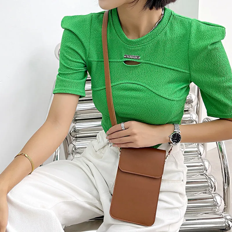 Mini Shoulder Crossbody Bags for Women, Casual Solid Color Mobile Phone Bag Long Wallet
