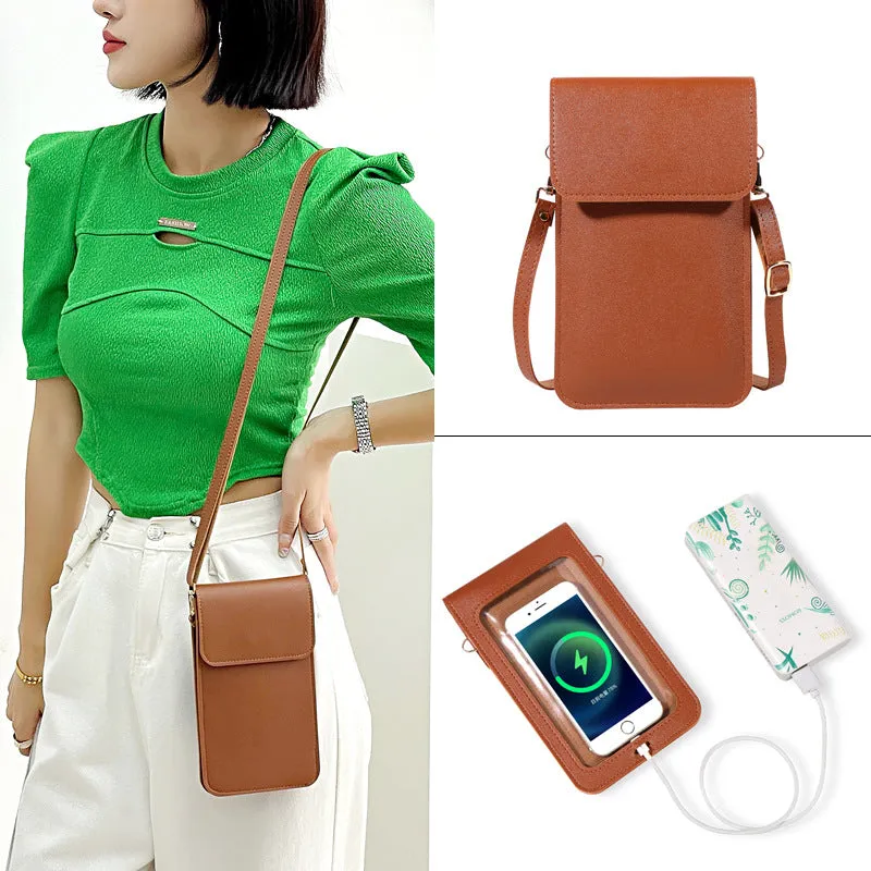 Mini Shoulder Crossbody Bags for Women, Casual Solid Color Mobile Phone Bag Long Wallet