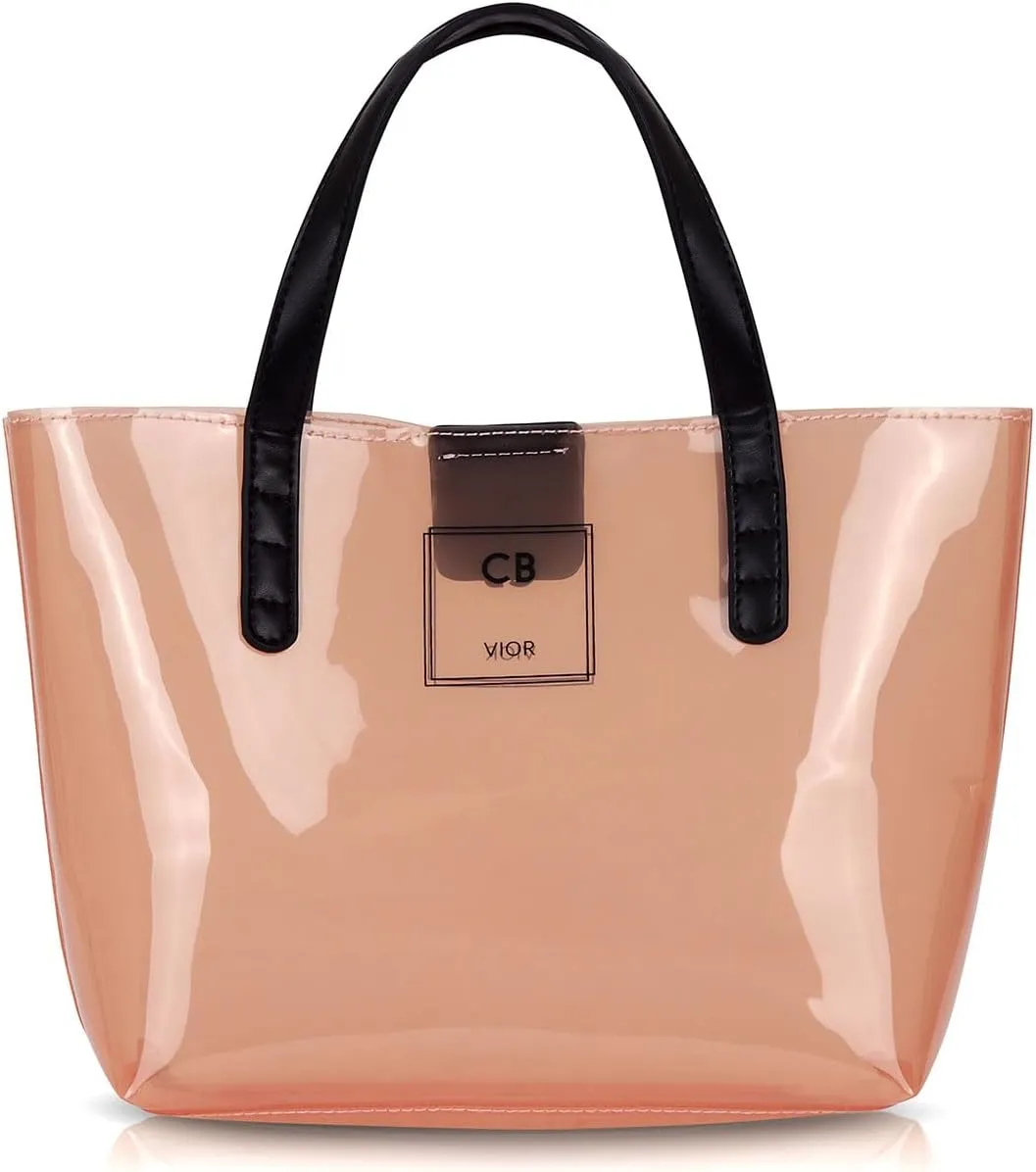 Mini Tote Bag, PVC Travel Tote Bag with Inner Pockets, Cynthia Bailey Bags for Women, Magnetic Clasp Enclosure Bag