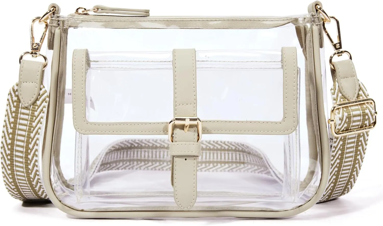 Missnine Clear Bag Stadium Approved PVC Crossbody Purse for Women Transparent Shoulder Concert Bag with Guitar Strap