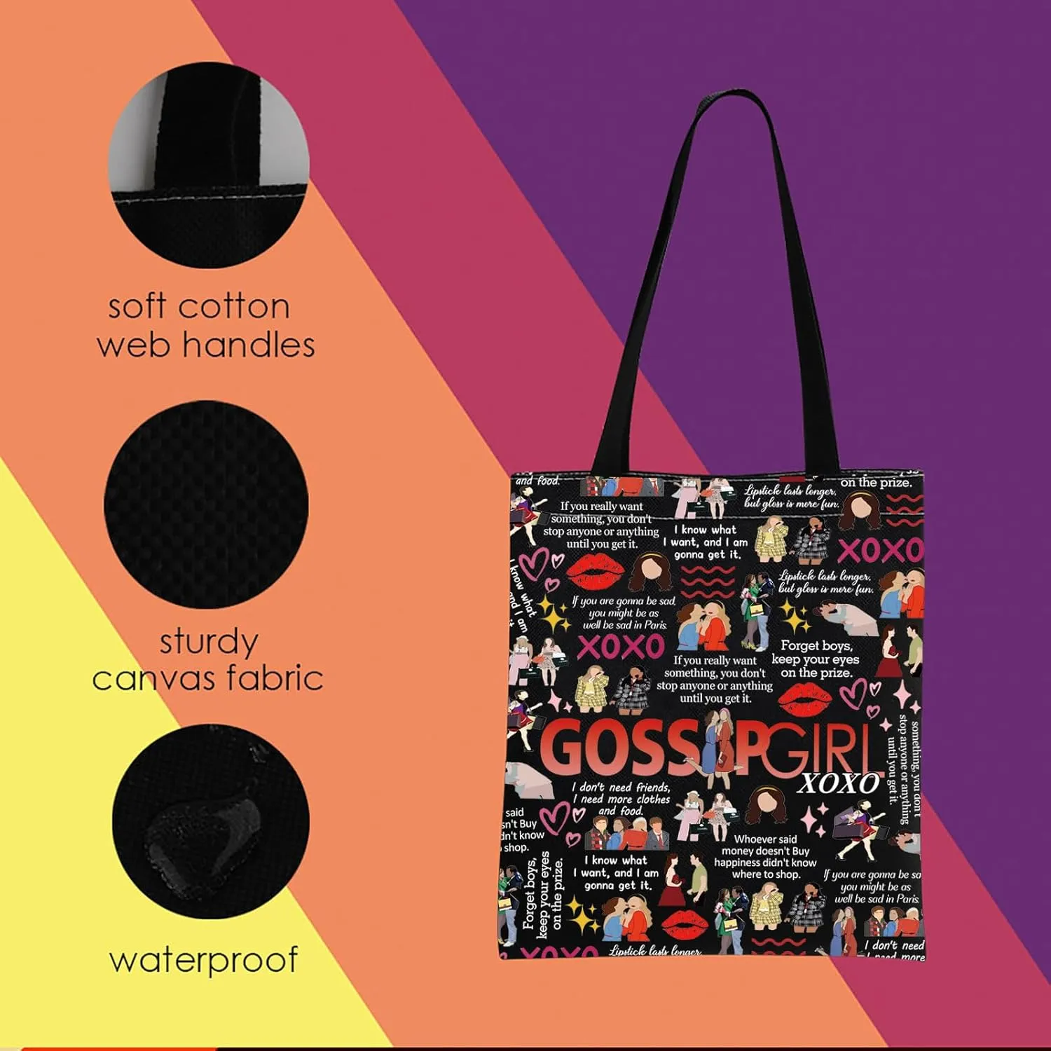 MNIGIU Gossip TV Show Inspired Gift Gossip XOXO Tote Bag Gossip Fans Gift Gossip TV Show Lover Gift