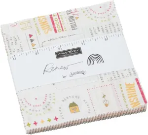 Moda Fabrics Renew Charm Pack by Sweetwater; 42-5inch Precut Fabric Quilt Squares, 5 Inches
