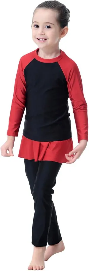 Modest Muslim Swimwear for Girl Islamic Full Cover Hijab Burkini UPF 50 Rash Guard Swimsuit Top Pants Cap 3PCS Bathing Suit