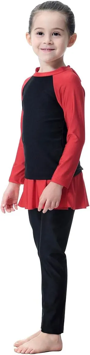 Modest Muslim Swimwear for Girl Islamic Full Cover Hijab Burkini UPF 50 Rash Guard Swimsuit Top Pants Cap 3PCS Bathing Suit