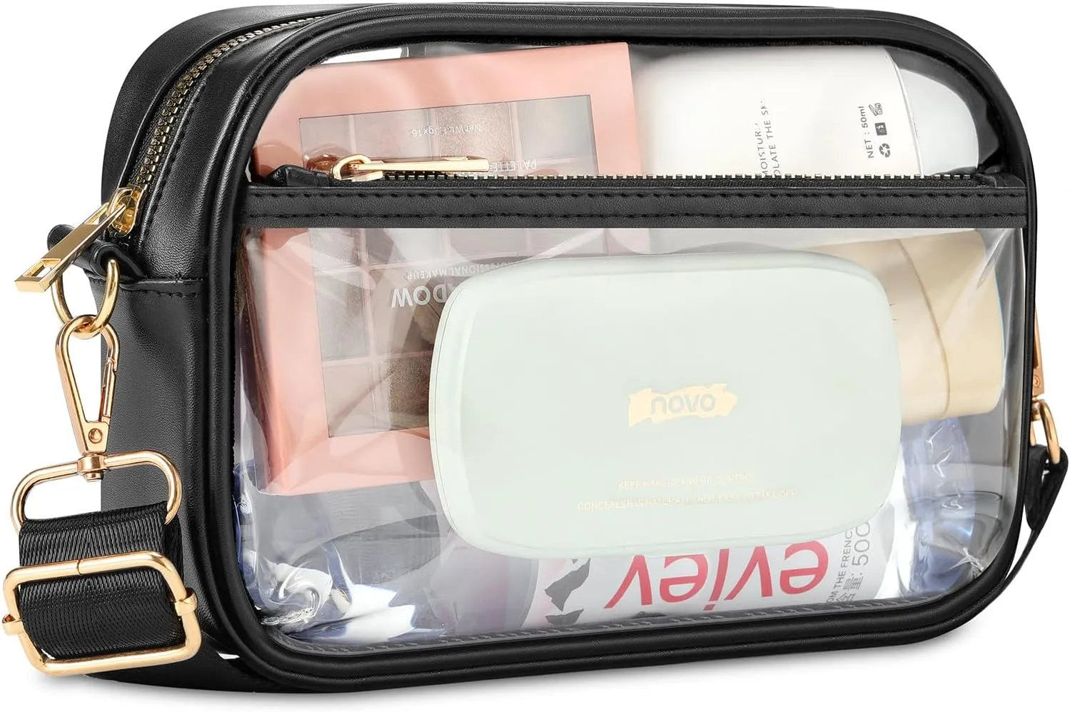 MoKo Clear Bag for Stadium Events - Multi Pockets Clear Sling Purse Crossbody Bag with Adjustable Shoulder Strap