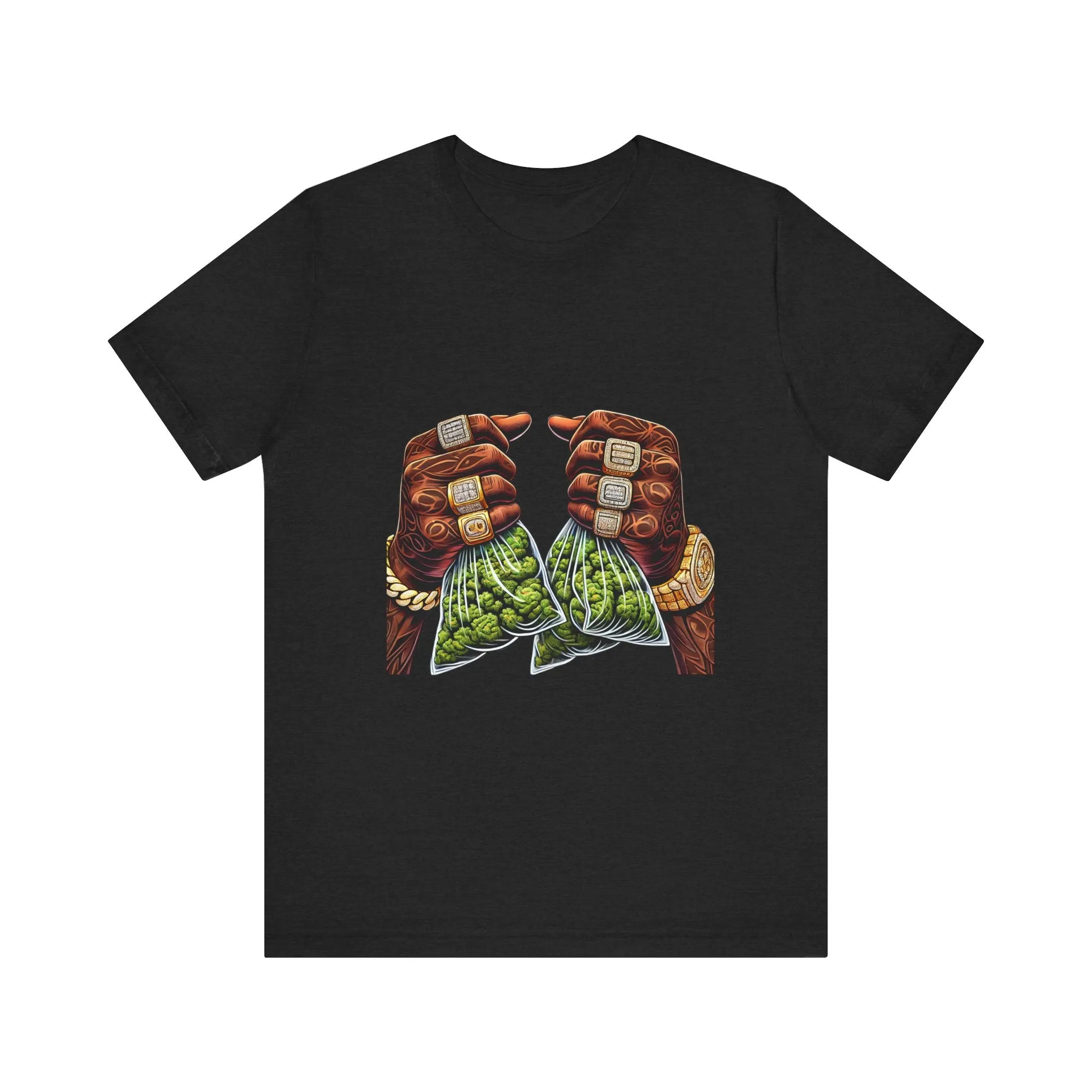 Money Bags Unisex Jersey Tee - Colorful Cannabis Art Tee