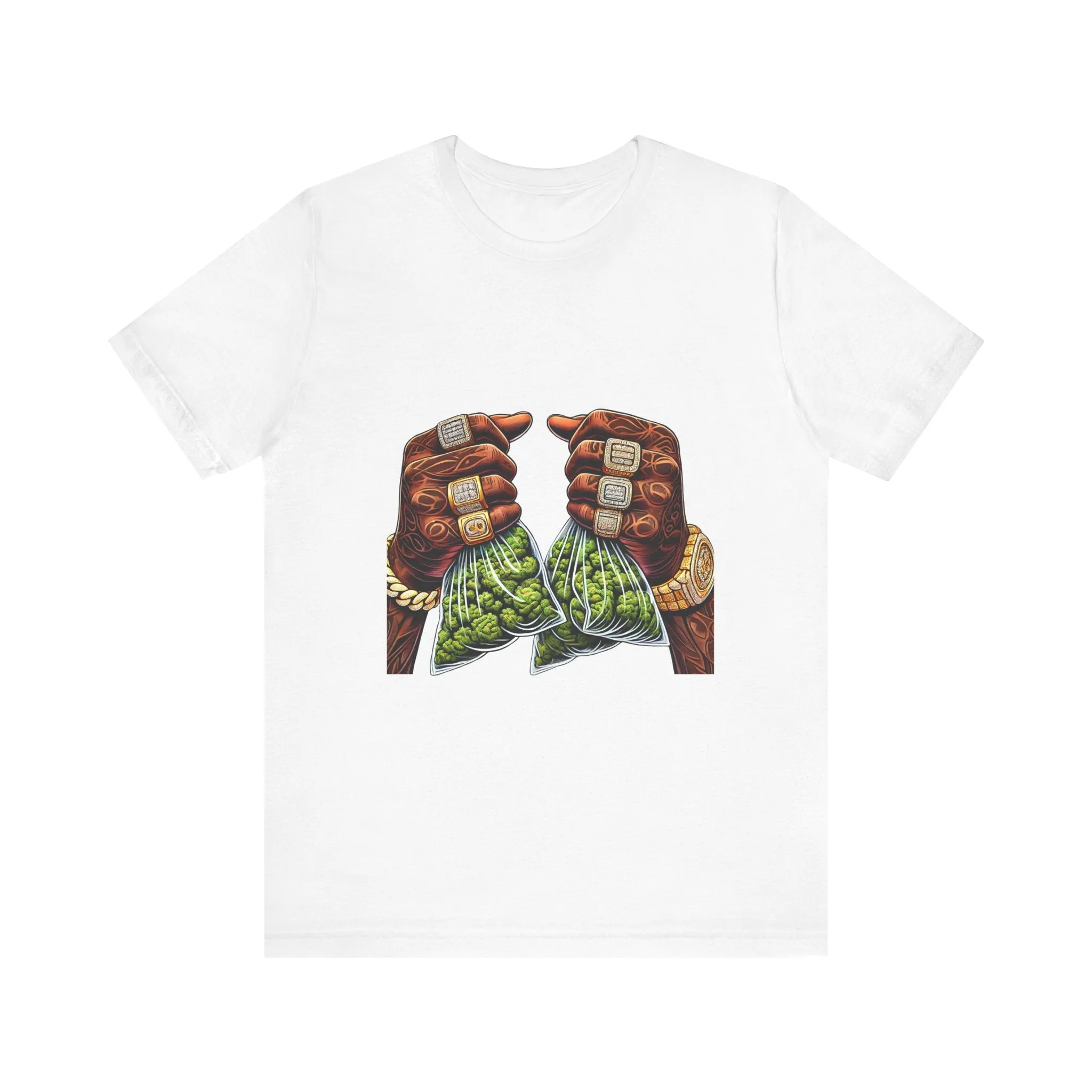 Money Bags Unisex Jersey Tee - Colorful Cannabis Art Tee