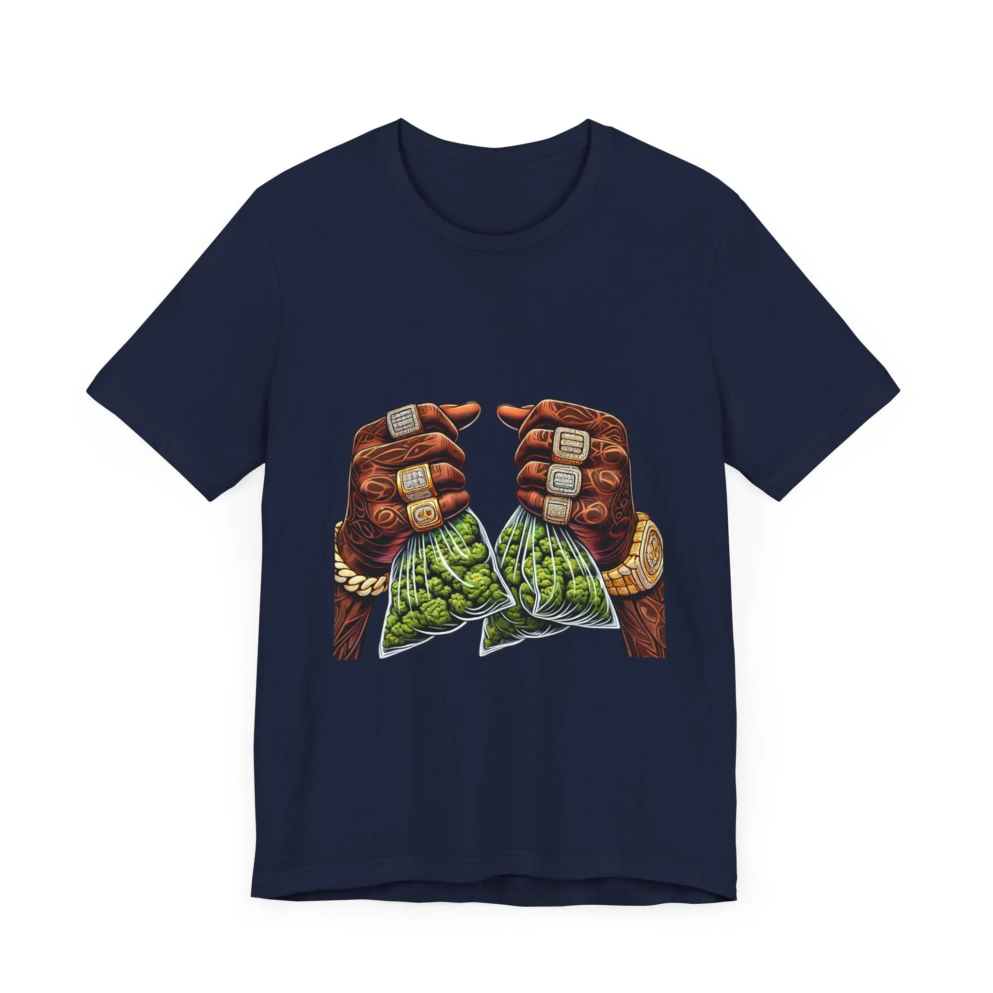 Money Bags Unisex Jersey Tee - Colorful Cannabis Art Tee