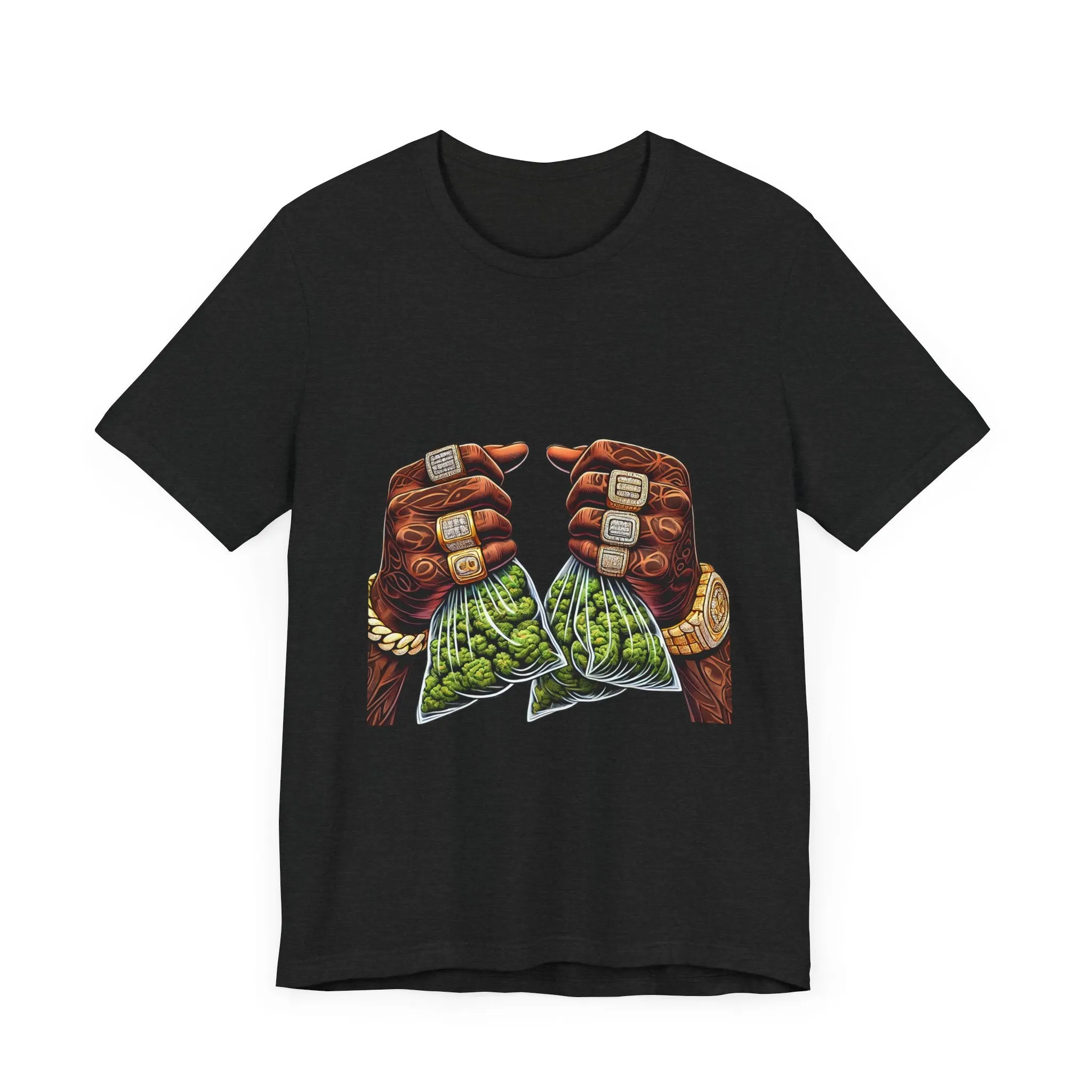 Money Bags Unisex Jersey Tee - Colorful Cannabis Art Tee