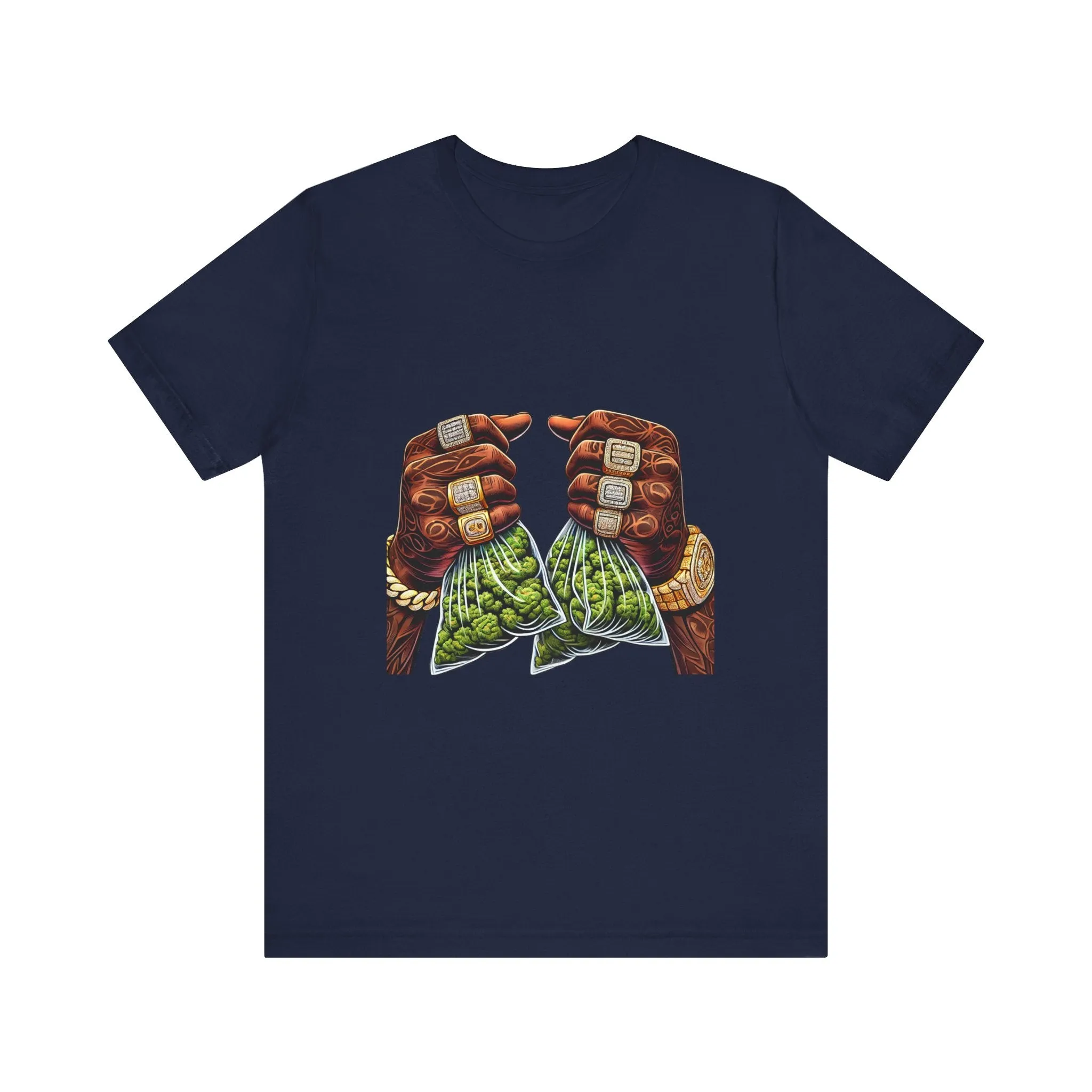 Money Bags Unisex Jersey Tee - Colorful Cannabis Art Tee