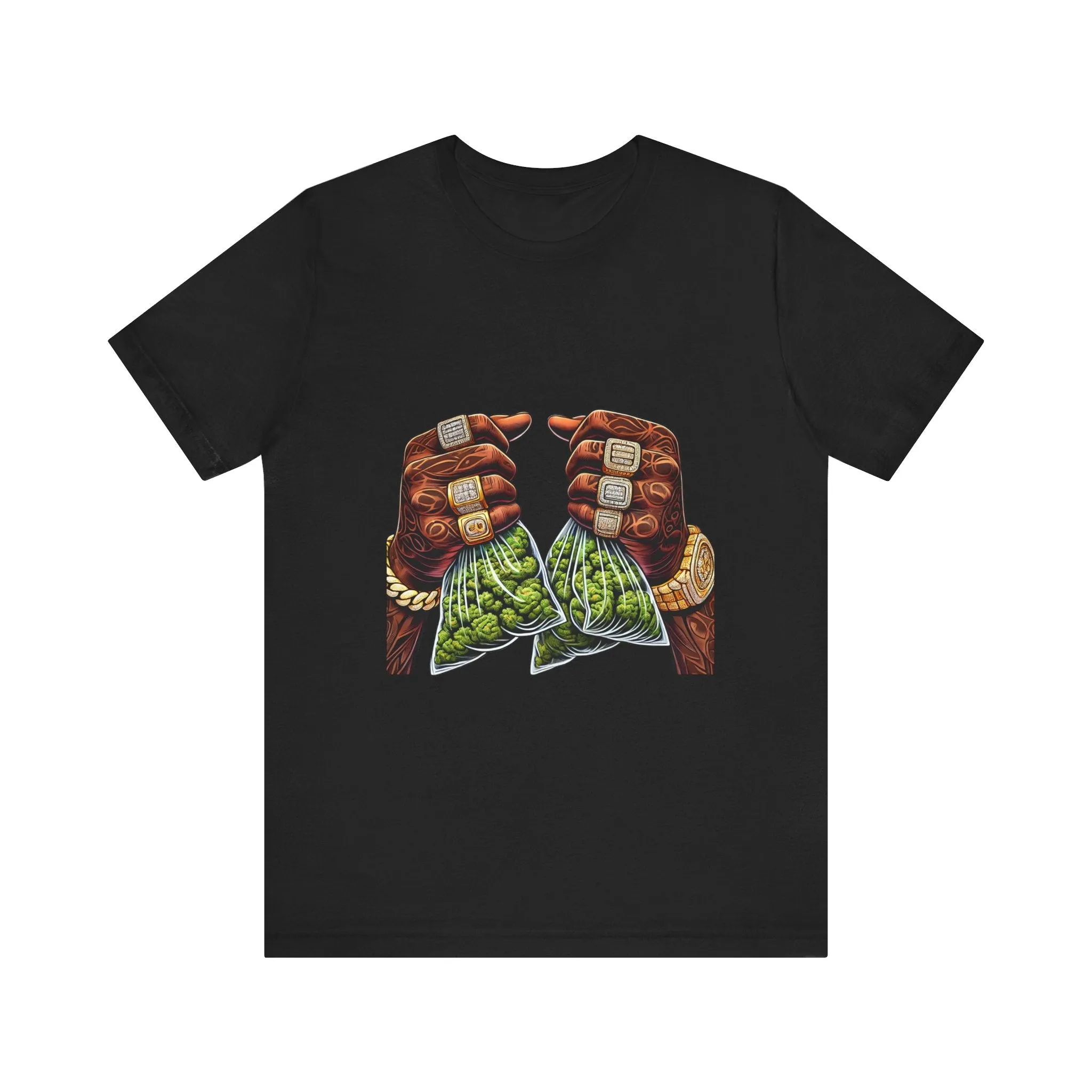 Money Bags Unisex Jersey Tee - Colorful Cannabis Art Tee