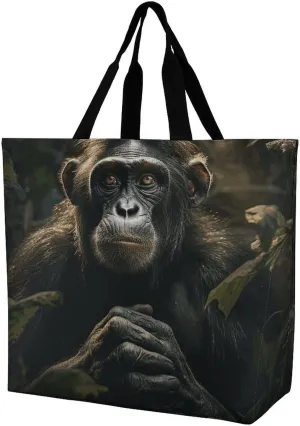 Monkey in Jungle Handbags Lightweight Travel Shoulder Bag Portable Cute Shopping Beach Market Bag for Men Women Hiking Yoga Gym Swimming Travel Holiday Gift