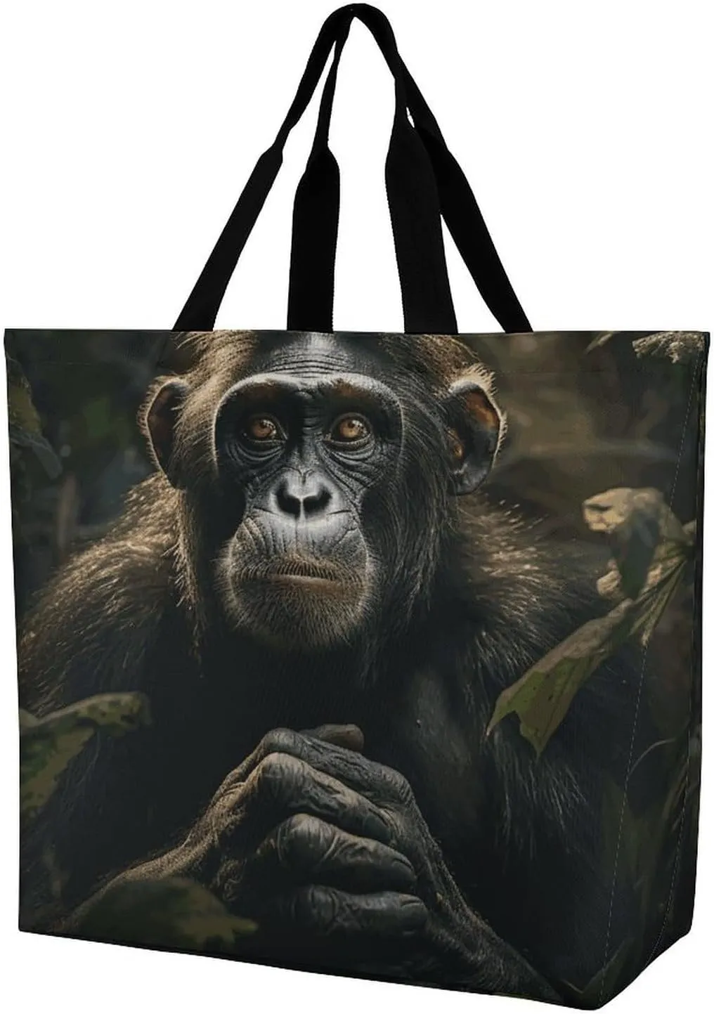 Monkey in Jungle Handbags Lightweight Travel Shoulder Bag Portable Cute Shopping Beach Market Bag for Men Women Hiking Yoga Gym Swimming Travel Holiday Gift