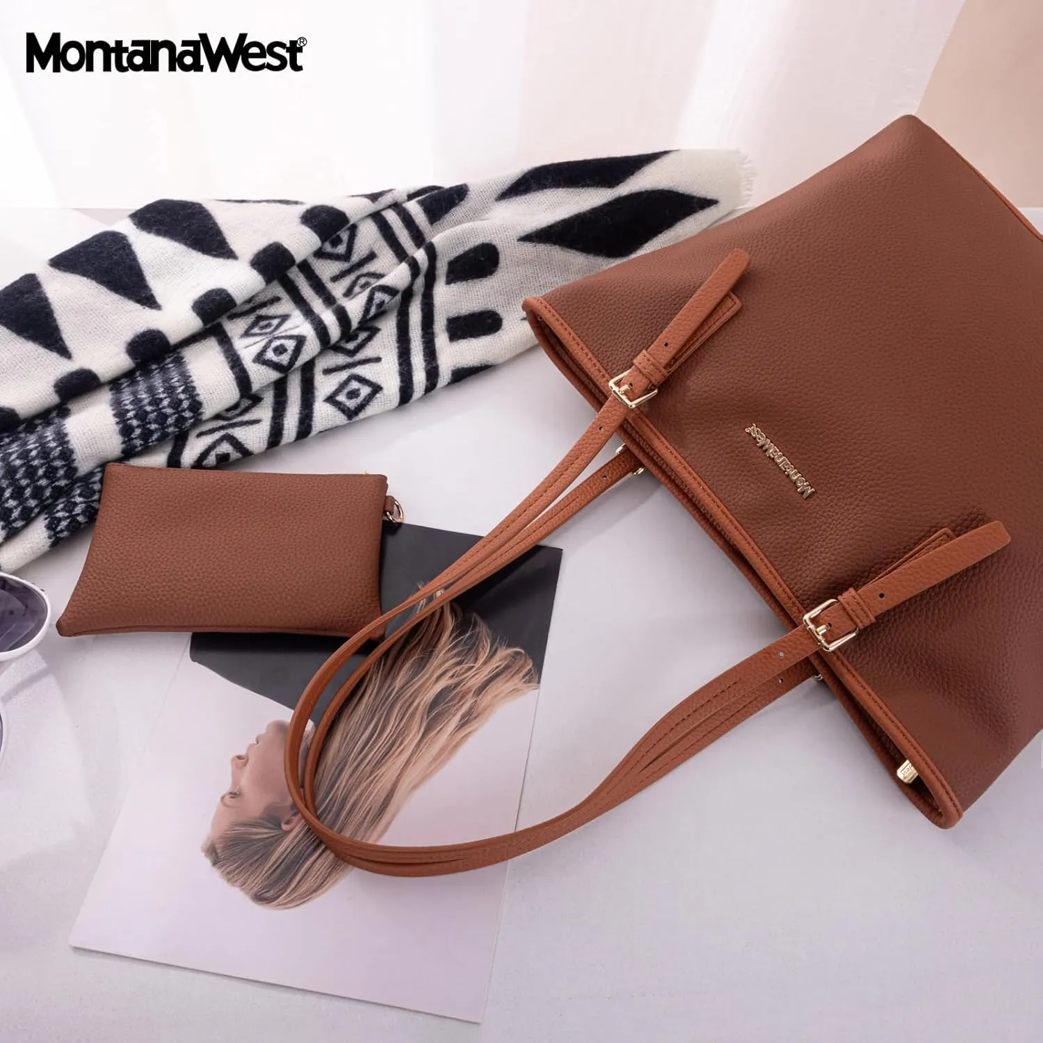 Montana West Tote Bags Vegan Leather Purses and Handbags for Women Top Handle Ladies Shoulder Bags