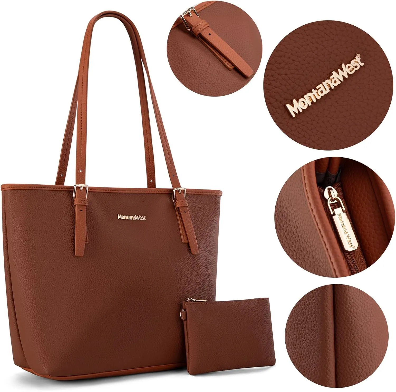 Montana West Tote Bags Vegan Leather Purses and Handbags for Women Top Handle Ladies Shoulder Bags