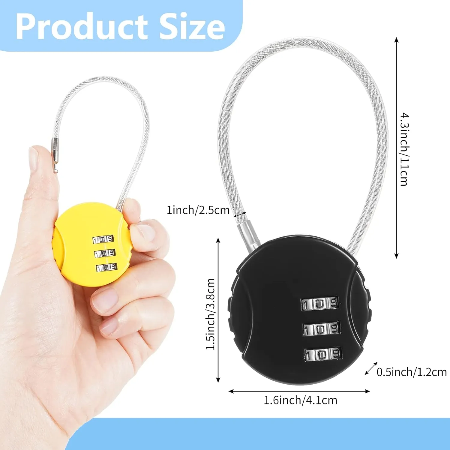Moxweyeni Combination Lock 3 Digit Gym Padlock Waterproof Resettable Bag Luggage Gate Padlock Outdoor for School Locker Travel Toolbox Storage