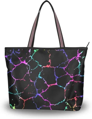 Multicolored Cracks Pattern Fashion Shoulder Bags Tote Bags Handbags For Women, L