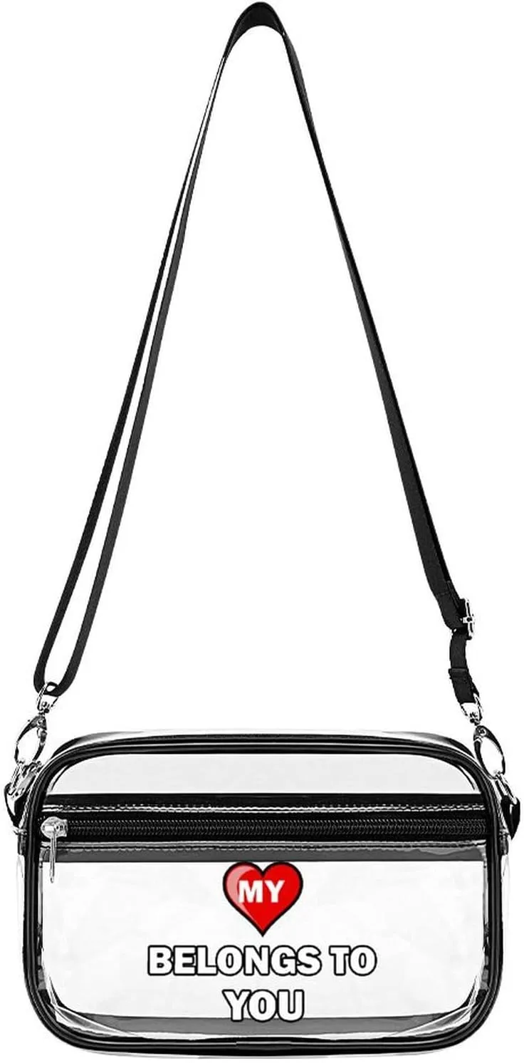 My Heart Belongs to You Fashion Shoulder Bag PVC Transparent Women Crossbody Bags Cute Handbag Cosmetic Bag