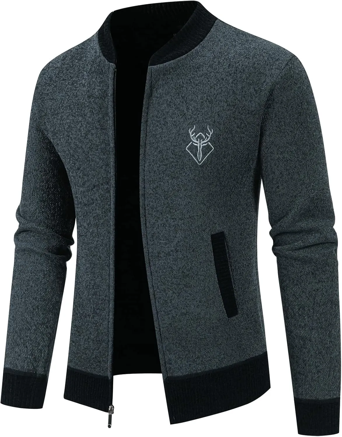 Mylldey Mens Casual Full Zip Cardigan Sweaters Cable Knit Jacket Sweater Men, US Size