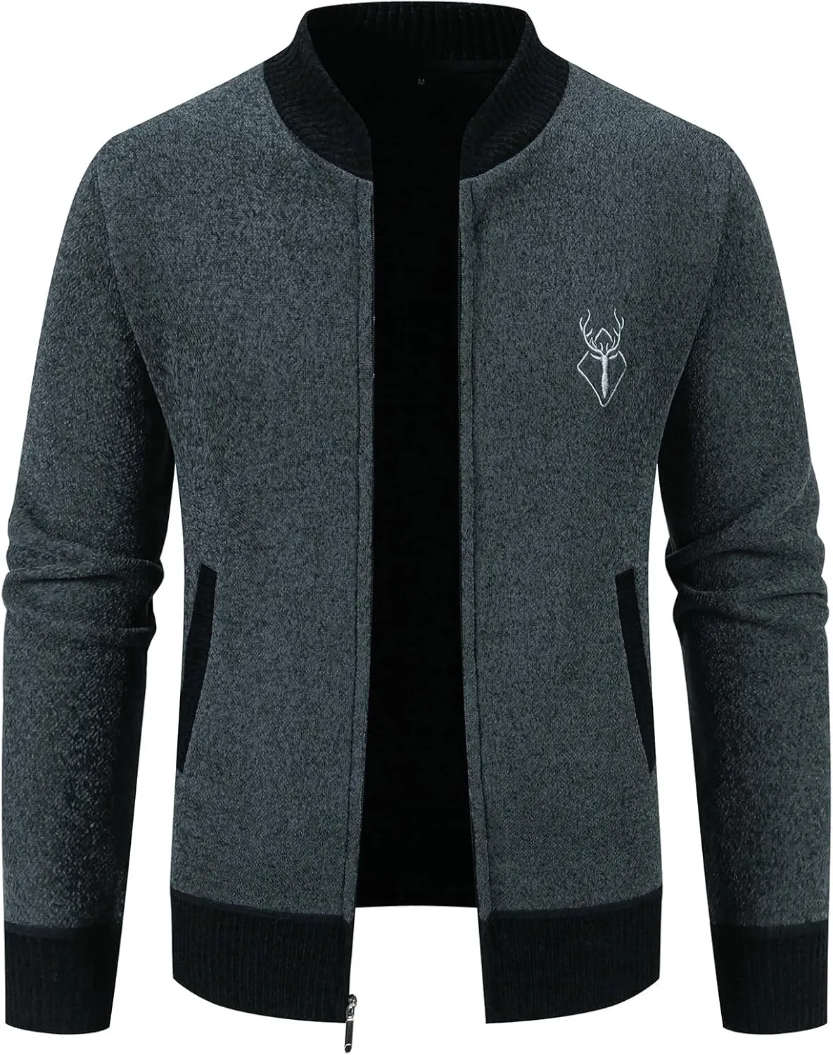 Mylldey Mens Casual Full Zip Cardigan Sweaters Cable Knit Jacket Sweater Men, US Size