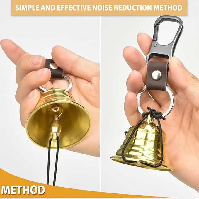 NedFoss 2" Loud Bear Bell with Whistle Set for Hikers, 3 in 1 Hiking Gear Solid Brass Bear Bells with Silencer, Emergency Whistle and Carabiner for Survival, Hiking, Biking, Fishing, Climbing