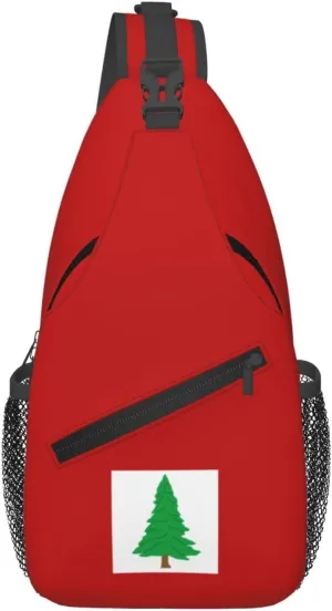 New England pine flag Crossbody Bags For Women Men Chest Backpack Gym Shoulder Bag Travel Outdoor Sports Casual Crossbody Bags